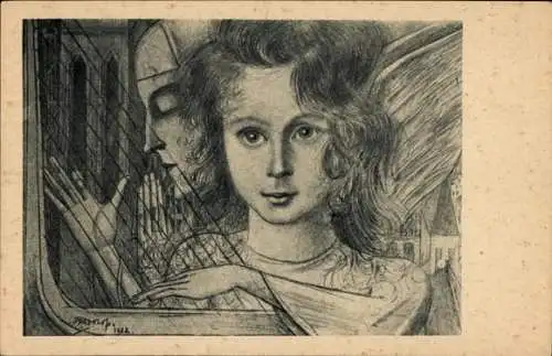 Künstler Ak Toorop, Jan Th., Kind mit Harfe