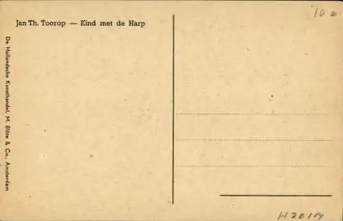 Künstler Ak Toorop, Jan Th., Kind mit Harfe