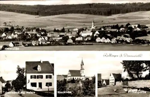 Ak Riedlingen an der Donau Württemberg, Panorama, Pfarrkirche, Straßenpartie, Geschäft