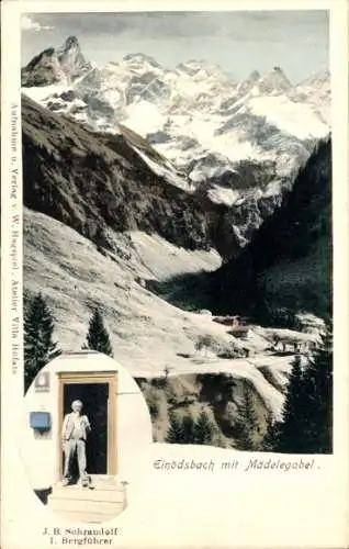 Ak Einödsbach Oberstdorf im Oberallgäu Schwaben, Panorama mit Mädelegabel, Bergfüher Schraudolf