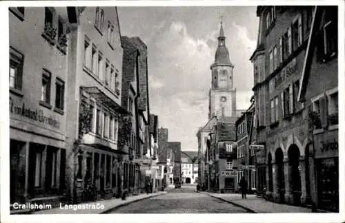 Ak Crailsheim in Württemberg, Langestraße, Kirchturm