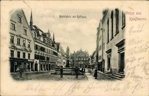 Ak Kaufbeuren an der Wertach in Schwaben, Marktplatz mit Rathaus