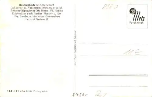 Ak Reichenbach Oberstdorf im Oberallgäu, Reform Altenheim Ole Hoop