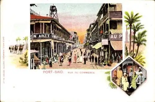 Ak Port Said Ägypten, vue générale de la Rue du Commerce
