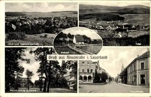 Ak Neuenrade im Sauerland, Hauptstraße, Wall, Schule, Kirche, Gesamtansicht