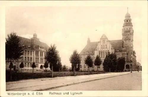 Ak Wittenberge an der Elbe Prignitz, Rathaus, Lyzeum