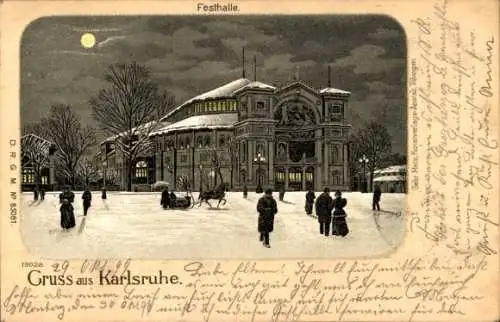 Mondschein Litho Karlsruhe in Baden, Festhalle