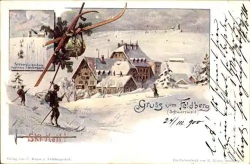 Litho Feldberg Schwarzwald Baden Württemberg, Luisenturm, Gasthaus z. Feldbergspitze