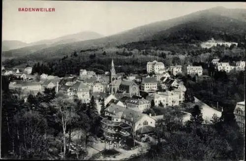 Ak Badenweiler im Kreis Breisgau Hochschwarzwald, Stadtpanorama, Glockenturm