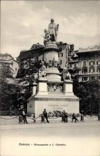 Ak Genova Genua Ligurien, Monumento a C. Colombo, Kolumbus Denkmal