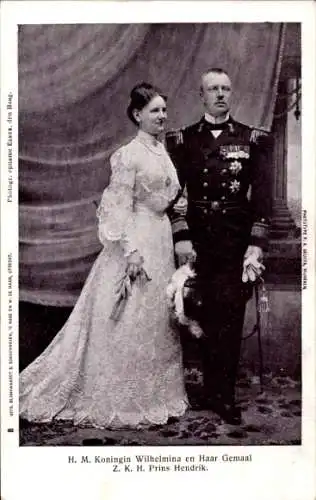 Ak Königin Wilhelmina der Niederlande, Prinz Hendrik, Portrait, Uniform, Orden