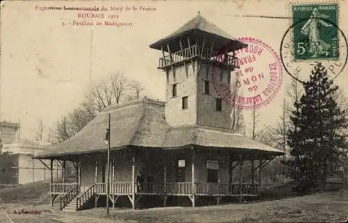 Ak Roubaix Nord, Exposition Internationale du Nord de la France 1911, Pavillon de Madagascar