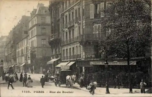 Ak Paris VIIIe Élysée, Rue du Rocher, Café