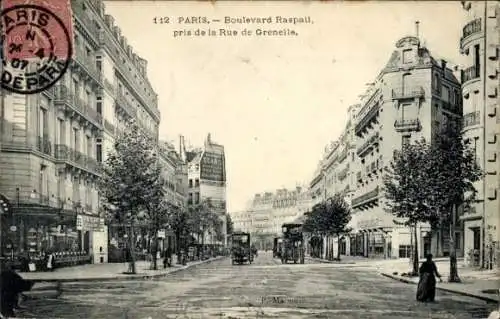 Ak Paris VI, Boulevard Raspail, aufgenommen von der Rue de Grenelle