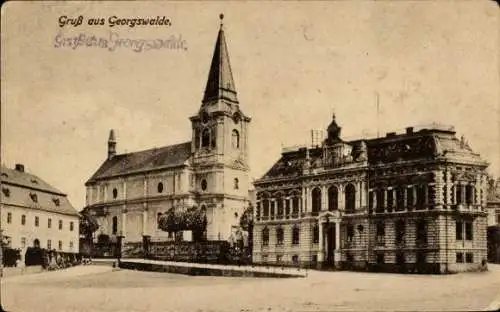 Ak Jiříkov Georgswalde Region Aussig, Kirche