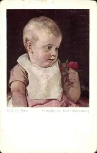 Künstler Ak Stückelberg, Ernst, Kind mit Rose