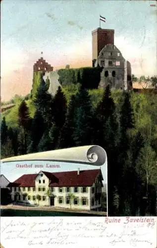 Ak Bad Teinach Zavelstein im Nordschwarzwald, Ruine Zavelstein, Gasthof zum Lamm