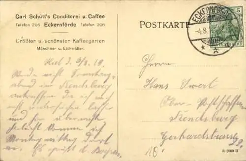 Ak Ostseebad Eckernförde, Carl Schütts Konditorei Café, Innenansicht