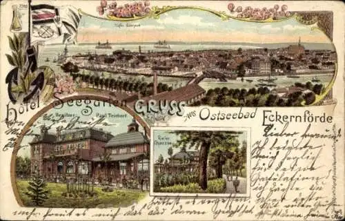 Litho Ostseebad Eckernförde, Panorama, Hotel Seegarten, Kieler Chaussee