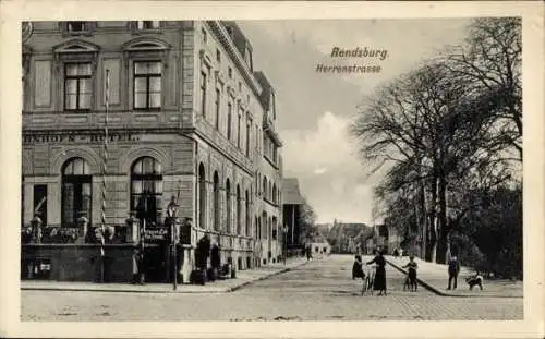 Ak Rendsburg in Schleswig Holstein, Herrenstraße, Bahnhofshotel