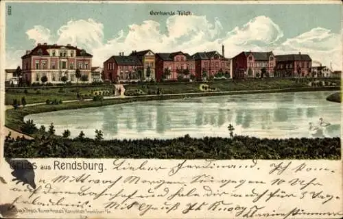 Litho Rendsburg in Schleswig Holstein, Gerhardsteich