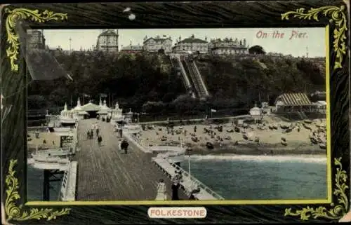 Passepartout Ak Folkestone Kent England, Am Pier