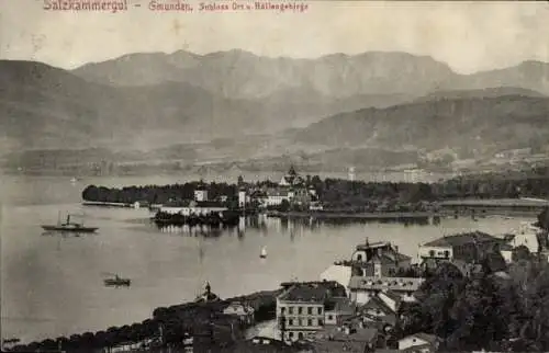Ak Gmunden in Oberösterreich, Schloss, Ort, Höllengebirge