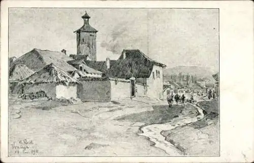 Künstler Ak Reich, Alb., Vranja Serbien, Ortsansicht