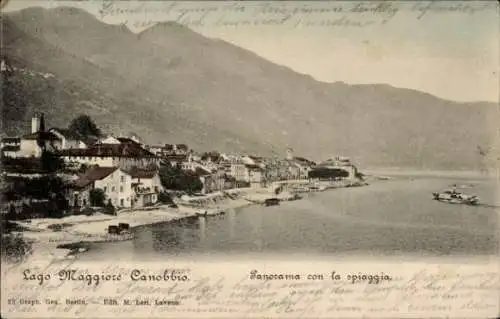 Ak Cannobio Lago Maggiore Piemonte, Panorama, Strand