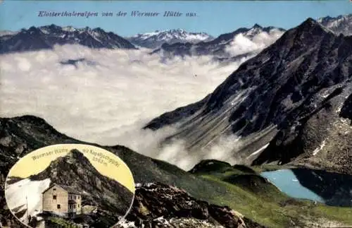 Ak Schruns in Vorarlberg, Wormser Hütte, Kapelljochgipfel, Klosterthaleralpen