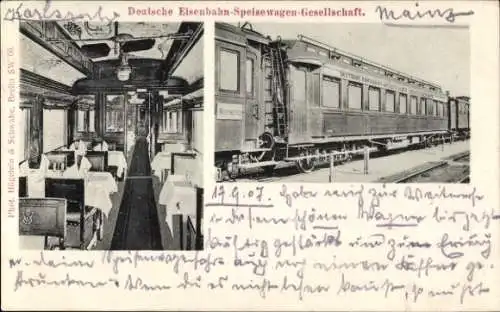 Ak Deutsche Eisenbahn-Speisewagen-Gesellschaft, Innenansicht