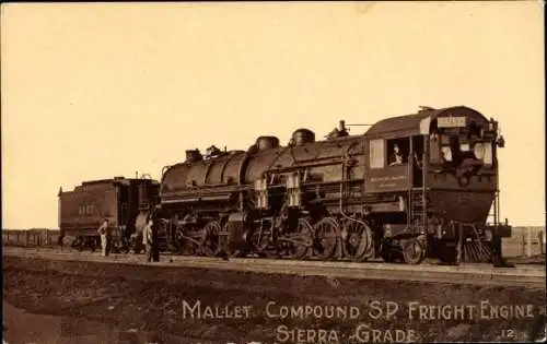 Ak Argentinische Eisenbahn, Dampflok, Mallet Compound SP Freight Engine, Sierra Grande