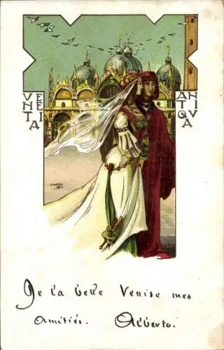 Künstler Litho Venezia Venedig Veneto, Markusdom