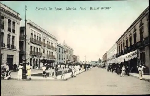 Ak Mérida Mexiko, Basar Allee, Passanten