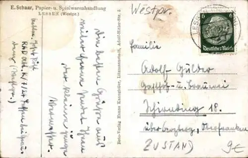 Ak Lessen Westpreußen, Post