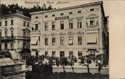 Ak Mariánské Lázně Marienbad Region Karlsbad, Haus Worms