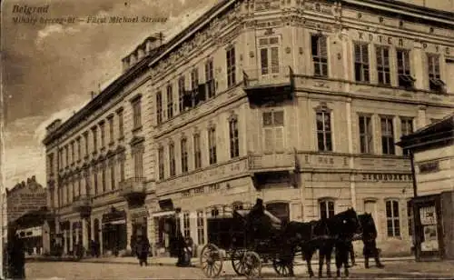 Ak Beograd Belgrad Serbien, Fürst Michael Straße, Kutsche