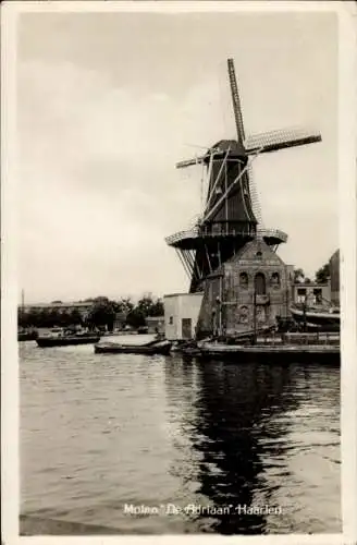 Ak Haarlem Nordholland Niederlande, Molen De Adriaan, Windmühle