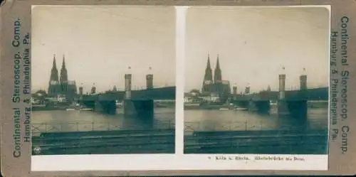 Stereo Foto Köln am Rhein, Rheinbrücke, Dom