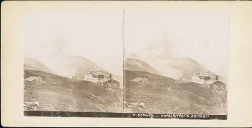 Stereo Foto Zermatt Kanton Wallis, Riffelalp, Hotel Riffel