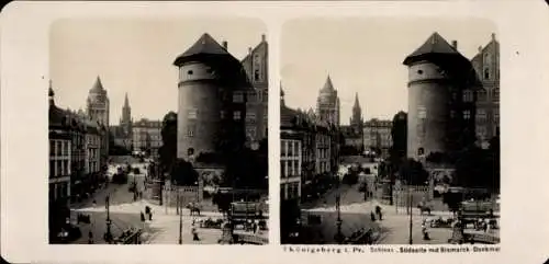 Stereo Foto Kaliningrad Königsberg Ostpreußen, Schloss, Bismarck-Denkmal