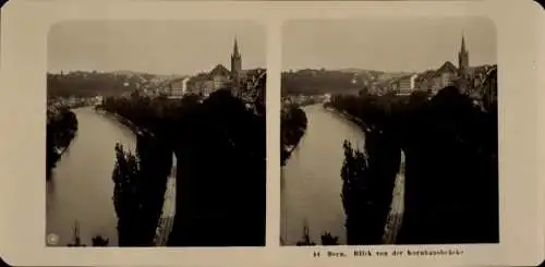 Stereo Foto Bern Stadt Schweiz, Blick von der Kornhausbrücke