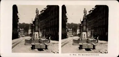 Stereo Foto Bern Stadt Schweiz, Gerechtigkeitsbrunnen