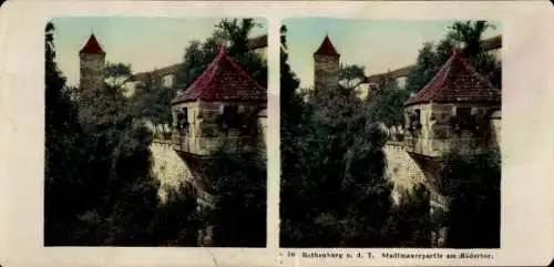 Stereo Foto Rothenburg ob der Tauber Mittelfranken, Stadtmauerpartie am Rödertor