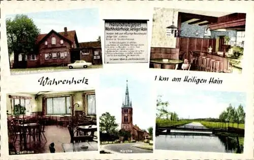 Ak Wahrenholz Niedersachsen, Gasthaus am Bahnhof, Kirche