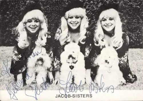 Ak Jacob Sisters mit ihren Pudeln, Autogramme