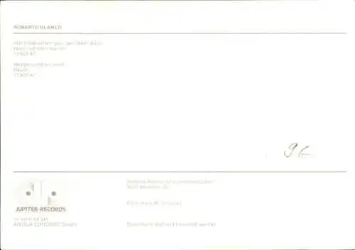 Ak Sänger Roberto Blanco, Portrait, Wein, Autogramm