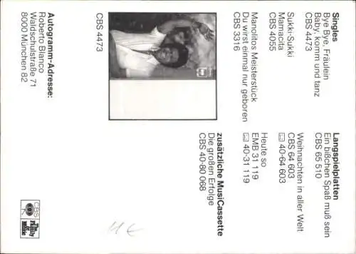 Ak Sänger Roberto Blanco, Portrait, Autogramm