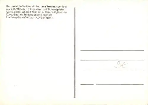 Ak Schauspieler Luis Trenker,  Portrait, Hut, Autogramm