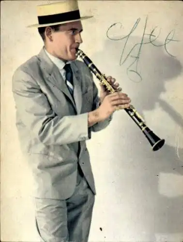 Ak französischer Saxophonist Claude Luter, Klarinette, Autogramm